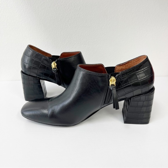 Vionic Linda Croc Leather Heeled Shootie Booties 7 - Picture 4 of 8